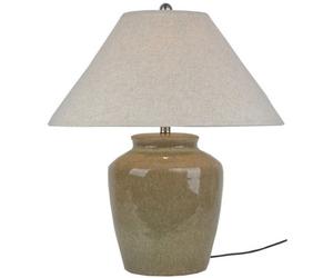 Hill Interiors Mottura Table Lamp With Edged Linen Shade - Ceramic - L55 X W55 X H66 Cm - Green