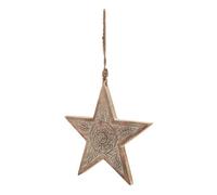 Hill Interiors Natural Large Patterned Hanging Star - Wood - L2 X W25 X H25 Cm - Brown
