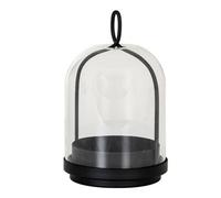 Hill Interiors Nysa Medium Candle Holder With Glass Cloche - L15 X W15 X H25 Cm - Black