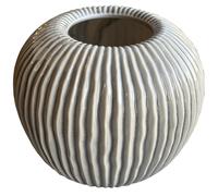Hill Interiors Pallida Collection Striped Vase34cm x 20cm x 20cm Brown/White/Gol