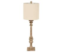 Hill Interiors Pallido Candlestick Linen Table Lamp - Brown - 81cm x 25cm x 25cm - Brown - 100% Mixed