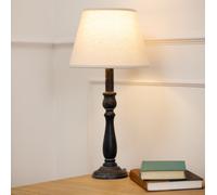 Hill Interiors Ravenna Column Linen Table Lamp (UK Plug) - Grey - 40cm x 11cm x 11cm - Grey