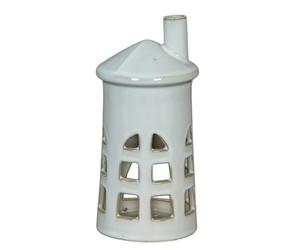 Hill Interiors Rhea Medium Lighthouse Tealight Candle Holder - Ceramic - L11 X W11 X H23 Cm - White