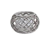 Hill Interiors Round Lattice Hurricane Lantern - Ceramic - L17 X W17 X H11 Cm - Stone