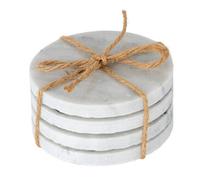 Hill Interiors Round Marble Coasters (Set Of 4) - Stone - L9 X W9 X H4 Cm - White
