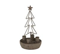 Hill Interiors Rustic Outline Tree Christmas Candle Holder 26Cm X 14Cm X 14Cm In Stone Stone