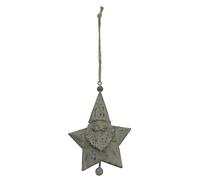 Hill Interiors Rustic Santa Christmas Hanging Decoration - White/Red - White/Red - 14cm x 2cm x 9cm - 100% Mixed