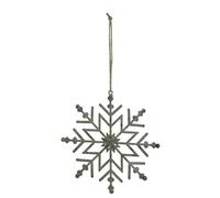 Hill Interiors Rustic Snowflake Christmas Hanging Decoration - White - White - 13cm x 1cm x 13cm - 100% Mixed