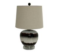 Hill Interiors Sepia Shadows Squat Linen Table Lamp - Brown - One Size - Brown - 100% Mixed