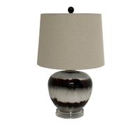 Hill Interiors Sepia Shadows Squat Linen Table Lamp - Brown - One Size - Brown - 100% Mixed