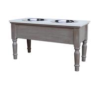 Hill Interiors Serene Collection Pet Feeder Table - Grey - One Size - Grey - 100% Mixed