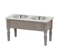 Hill Interiors Serene Collection Pet Feeder Table - Wood - L28 X W60 X H30 Cm - Grey