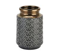 Hill Interiors Seville Collection Lebes Patterned Squat Vase In Jet Black Jet Black