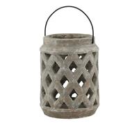 Hill Interiors Siena Lattice Lantern - Brown - Brown - 23cm x 17cm x 17cm