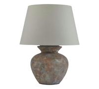 Hill Interiors Siena Round Linen Table Lamp (UK Plug) in Grey Hill Interiors Grey