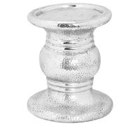 Hill Interiors Silver Punch Faced Ceramic Large Candle Holder