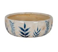 Hill Interiors Small Blue Flora Bowl Pot - Ceramic - L20 X W20 X H8 Cm - White