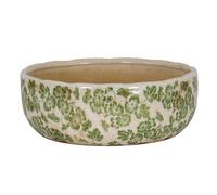 Hill Interiors Small Green Clover Ceramic Bowl Pot - Ceramic - L20 X W20 X H8 Cm - White