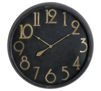 Hill Interiors Soho Brass And Stone Effect Clock - Black/Brass - Black/Brass - One Size