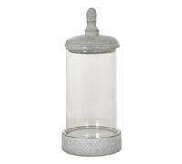 Hill Interiors Sona Large Hurricane Lantern Candle Holder With Lid - Glass - L21 X W21 X H50 Cm - White