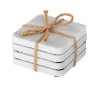 Hill Interiors Square Marble Coasters (Set Of 4) - Stone - L9 X W9 X H4 Cm - White