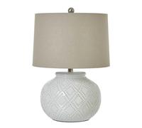 Hill Interiors Squat Beaded Ceramic Table Lamp (UK Plug) in White Hill Interiors White