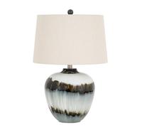 Hill Interiors Squat Linen Table Lamp (UK Plug) in Black Hill Interiors Black