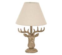 Hill Interiors Stag Head Linen Table Lamp in Brown Hill Interiors Brown