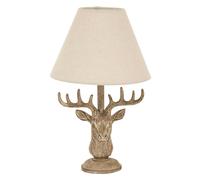 Hill Interiors Stag Head Linen Table Lamp - Brown - One Size - Brown