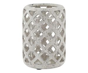 Hill Interiors Stone Effect Hurricane Lantern Grey (32Cm X 20Cm X 20Cm)
