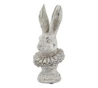 Hill Interiors Stone Effect Ruffle Hare Ornament - Ceramic - L16 X W16 X H37 Cm - Grey
