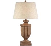 Hill Interiors Tassora Table Lamp With Edged Linen Shade - Resin - L45 X W45 X H75 Cm - Brown