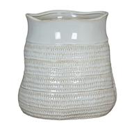 Hill Interiors Tava Hewn Bud Vase - Ceramic - L18 X W18 X H17 Cm - White