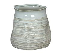 Hill Interiors Tava Hewn Wide Vase - White - One Size - White - 100% Mixed