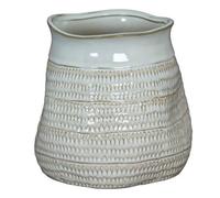 Hill Interiors Tava Wide Hewn Vase - Ceramic - L26 X W26 X H26 Cm - White