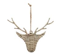 Hill Interiors The Noel Collection Wicker Reindeer Christmas Decoration - Brown - Brown - 14cm x 12cm x 19cm