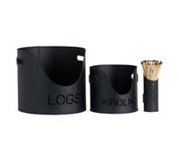 Hill Interiors Three Piece Fire Wood Bucket Set Black (One Size)