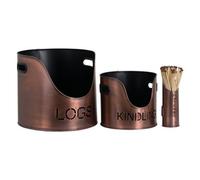 Hill Interiors Three Piece Fire Wood Bucket Set Copper (One Size)