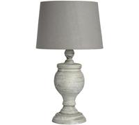 Hill Interiors Uthina Table Lamp (UK Plug) - White, Grey - H32 x W30 x D30cm - White, Grey - 100% Wood