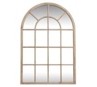 Hill Interiors Washed Wood Arched Window Mirror - Glass - L2 X W135 X H90 Cm - Brown