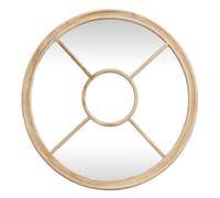 Hill Interiors Washed Wood Round Window Mirror - Glass - L2 X W100 X H100 Cm - Brown