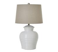 Hill Interiors White Ceramic Pot Lamp With Linen Shade