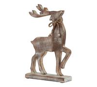 Hill Interiors White Wash Collection Wooden Reindeer Decoration Brown/white (One Size)