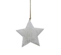 Hill Interiors White Washed Star Christmas Hanging Decoration White (L)