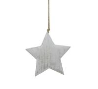 Hill Interiors White Washed Star Christmas Hanging Decoration White (L)