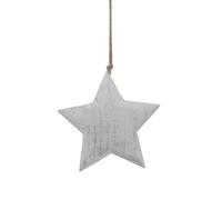 Hill Interiors White Washed Star Christmas Hanging Decoration White (L)