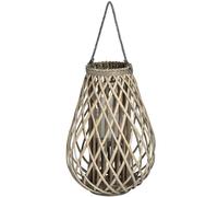 Hill Interiors Wicker Bulbous Lantern - Brown - Brown - H50cm x W12.5cm x D15cm - 100% Wicker