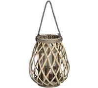 Hill Interiors Wicker Bulbous Lantern - Brown - Brown - One Size - 100% Wicker