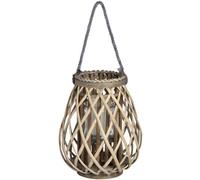 Hill Interiors Wicker Bulbous Lantern - Brown - Brown - One Size