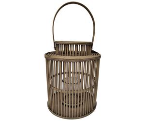 Hill Interiors Wicker Cylinder LanternOne Size Brown HI5196
